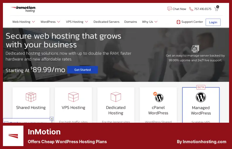 InMotion - 저렴한 WordPress 호스팅 계획 제공