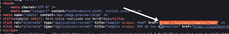 b_ Buscar dentro de la sección <head> la URL del feed