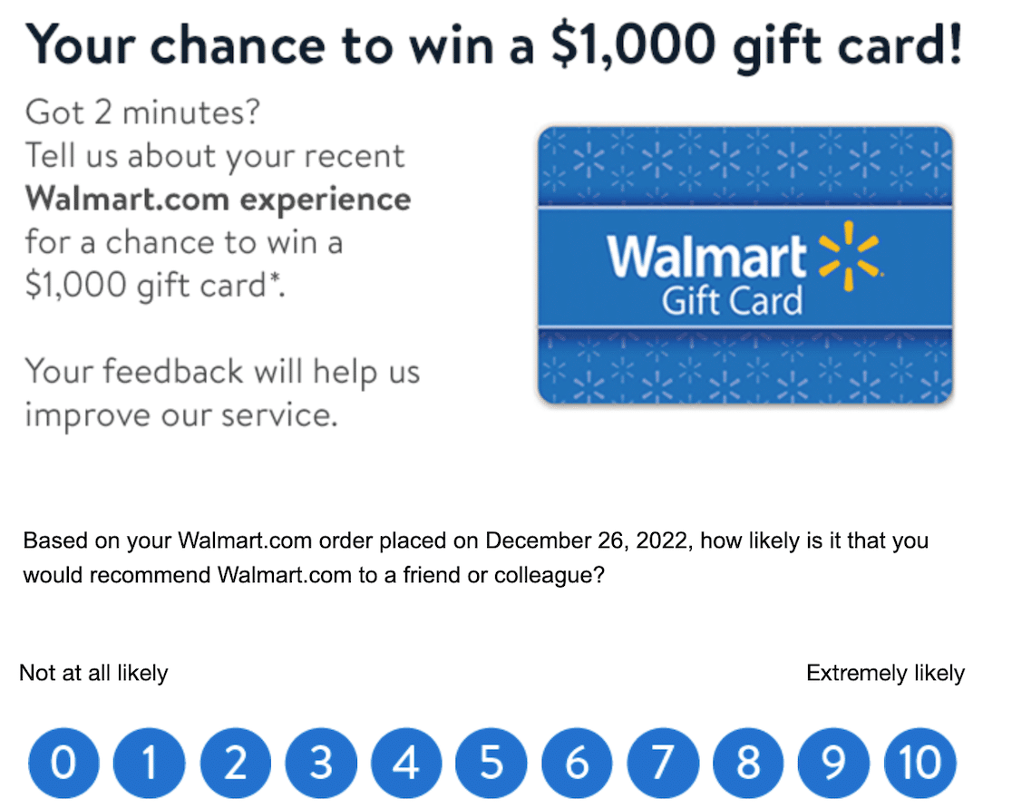 An incentive-based Walmart survey