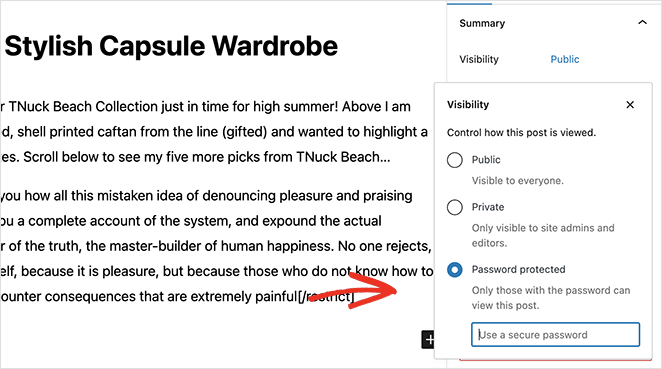 postvisibility SeedProd protegido por senha password protect WordPress site