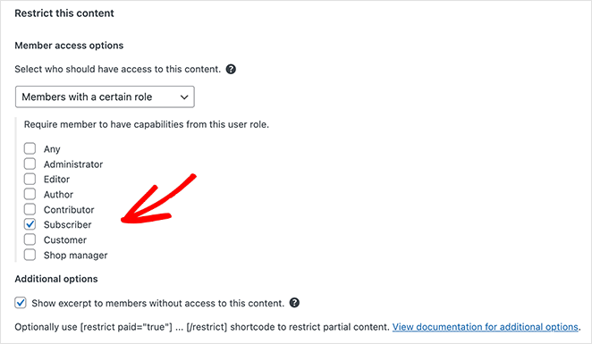 configurações de restrição de conteúdo SeedProd Content restriction settings