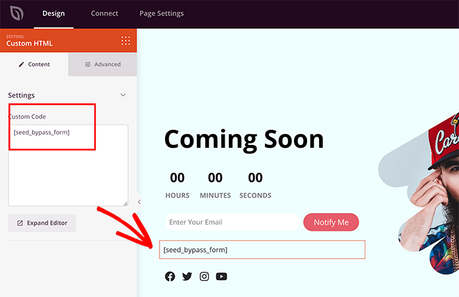 campo de senhashortcode SeedProd coming soon page password form shortcode