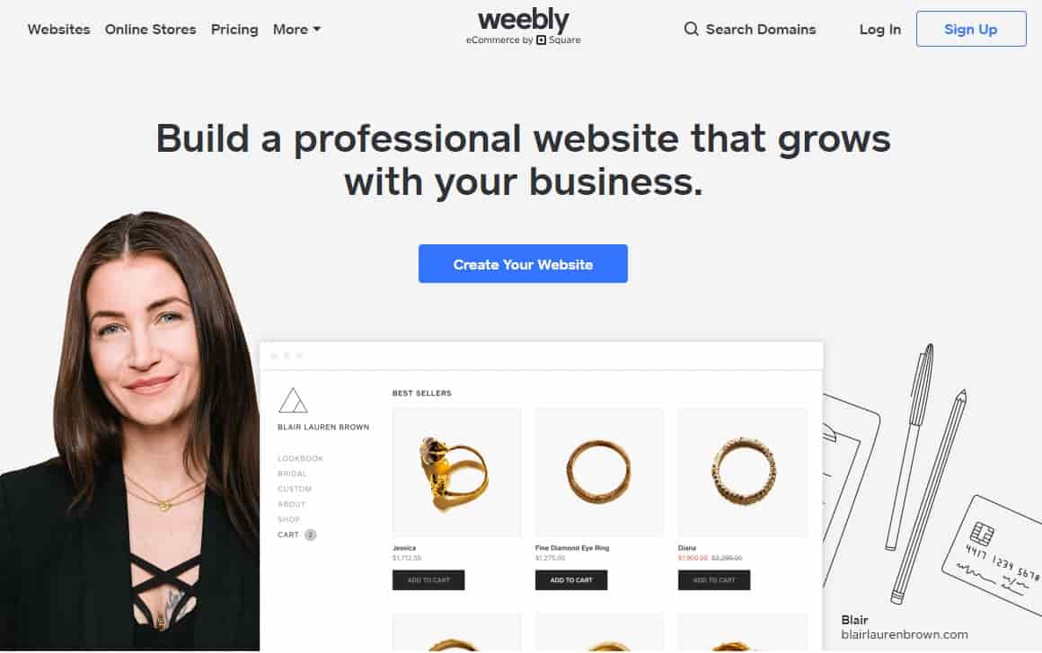 最佳 Wix 替代品:Weebly 网站。
