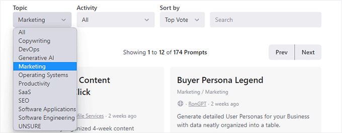 Przeglądaj monity ChatGPT Browse ChatGPT prompts