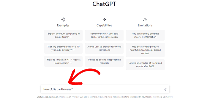 Wprowadzanie monitu tekstowego w ChatGPT Entering your text prompt in ChatGPT