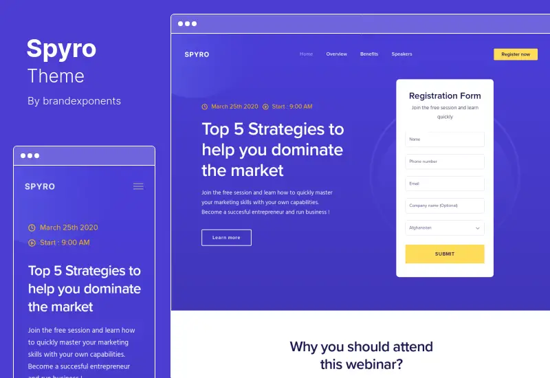 Tema Spyro - Tema WordPress pentru pagina de destinație de marketing