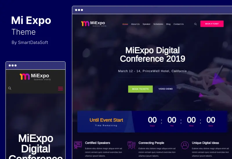 Tema MiExpo - Tema WordPress Elementor conferință eveniment