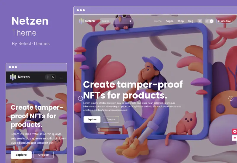 موضوع Netzen - موضوع ووردبريس NFT Marketplace متعدد البائعين