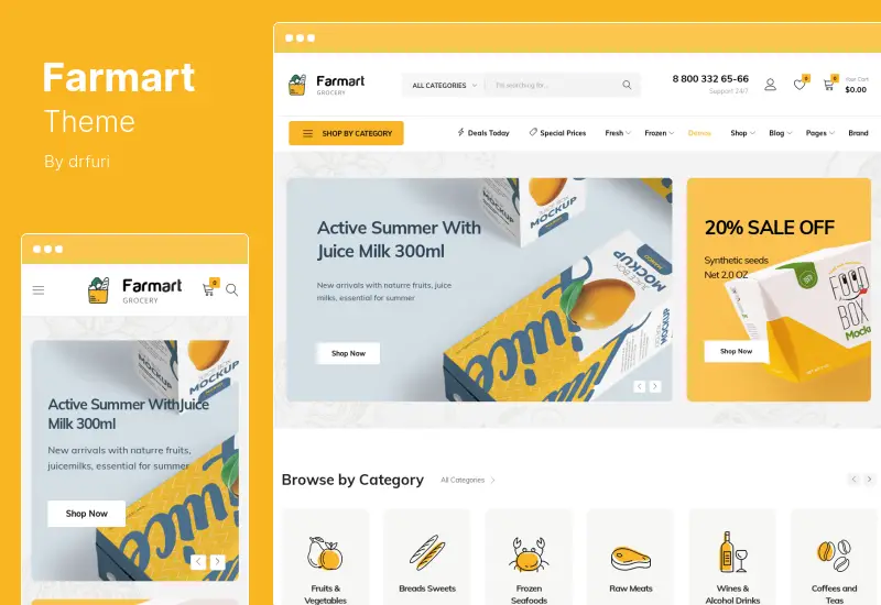 Farmart Theme - 유기농 및 식료품 시장 WordPress Theme