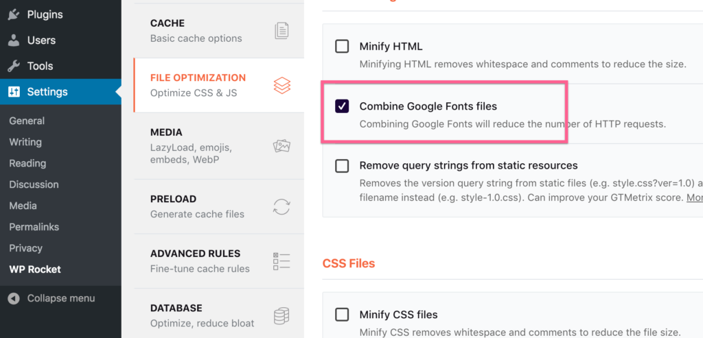 Wp Rocket Combine Google Fonts