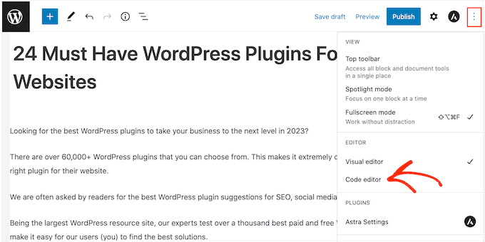 WordPress 코드 편집기 열기 Opening the WordPress code editor