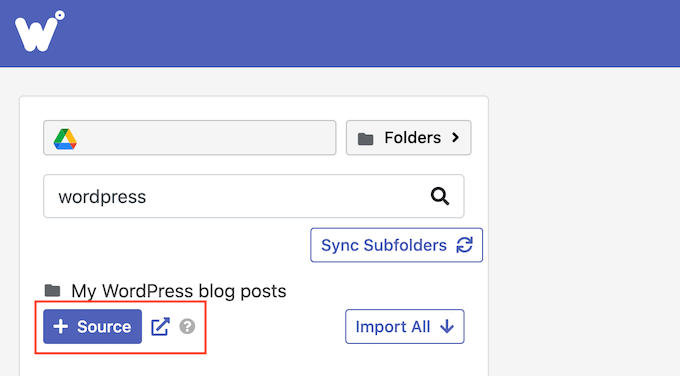 Google 드라이브 계정에서 소스 폴더 선택 Choosing a source folder in your Google Drive account