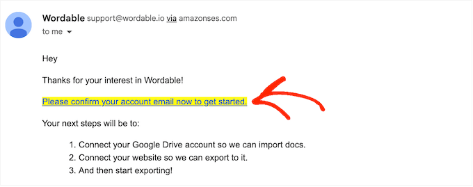 Wordable Google 문서 계정 확인 Confirming your Wordable Google Doc account