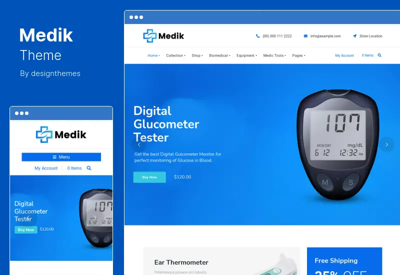 Medik テーマ - Medical Store WooCommerce テーマ
