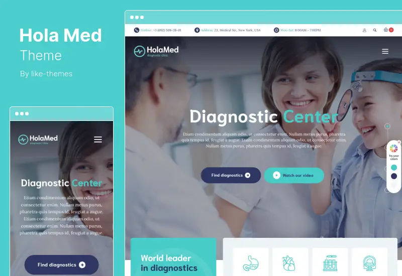 HolaMed テーマ - 医療診断および形成外科クリニックの WordPress テーマ