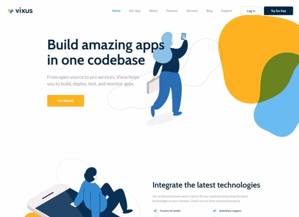 Vixus | Startup i aplikacja mobilna Motyw strony docelowej WordPress