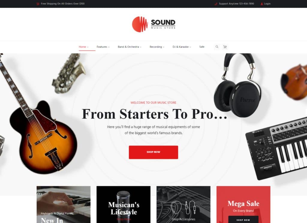 Ses | Müzik Aletleri Çevrimiçi Mağazası WordPress Teması