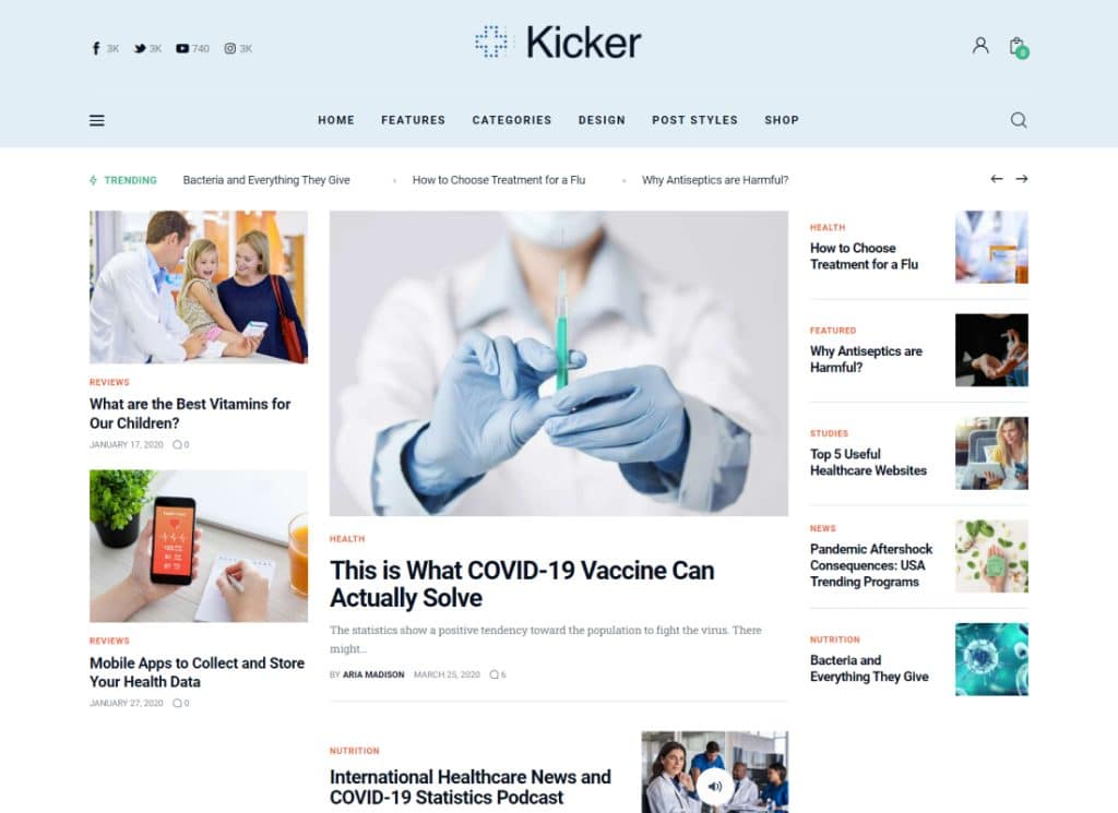 Kicker | Revista blog multifuncțională Tema WordPress + Gutenberg