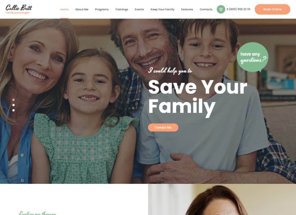 Callie Britt | WordPress-Theme für Familienberatungspsychologie
