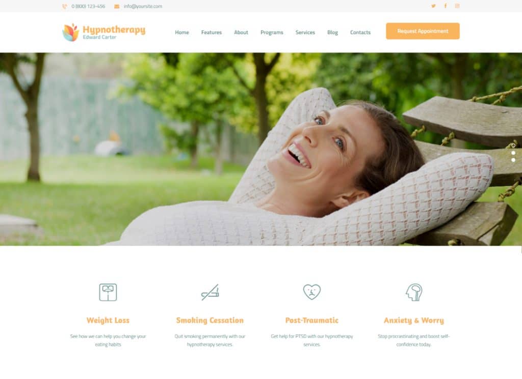 Hipnoterapia i terapia psychologiczna Motyw WordPress