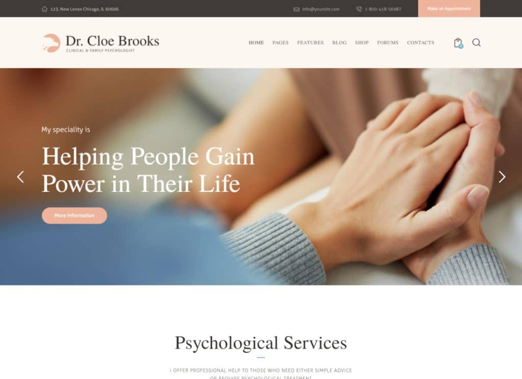 Cloe Brooks | Tema WordPress de Psicologia, Aconselhamento e Medicina