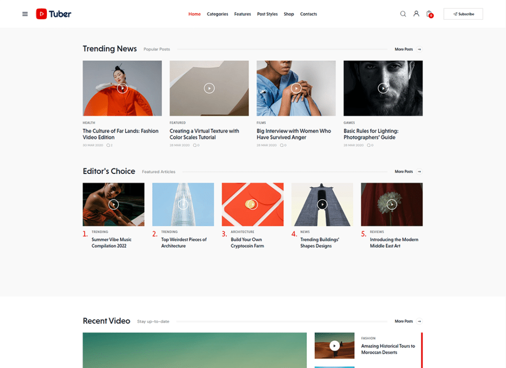 Tuber - Blog wideo i podcast Motyw WordPress
