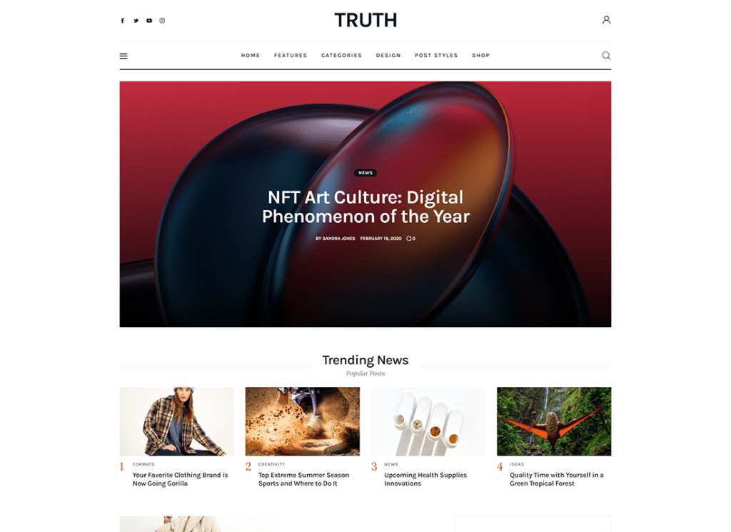 Truth - フル サイト編集 (FSE) ブログ WordPress テーマ