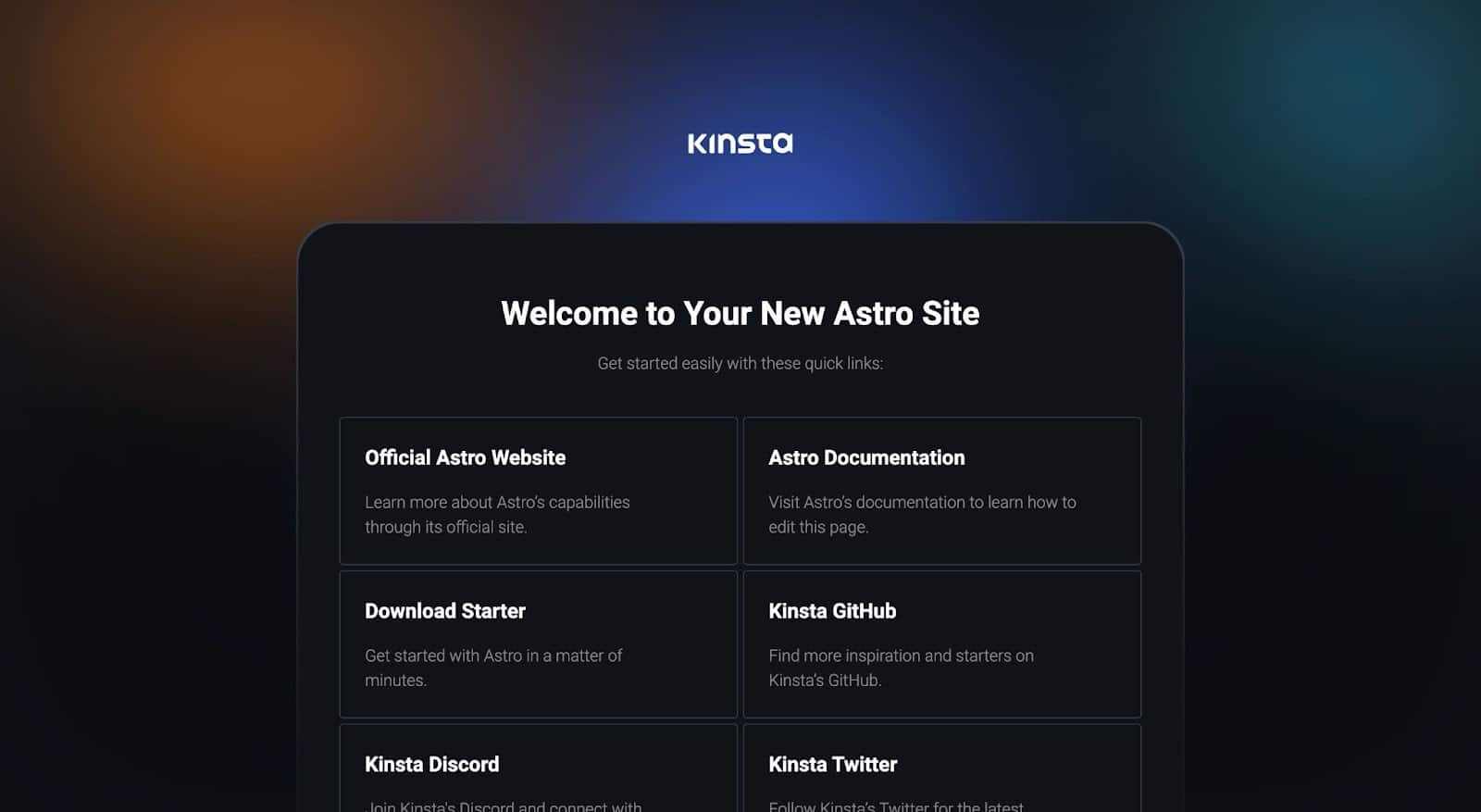 Esempio di avvio rapido di Astro