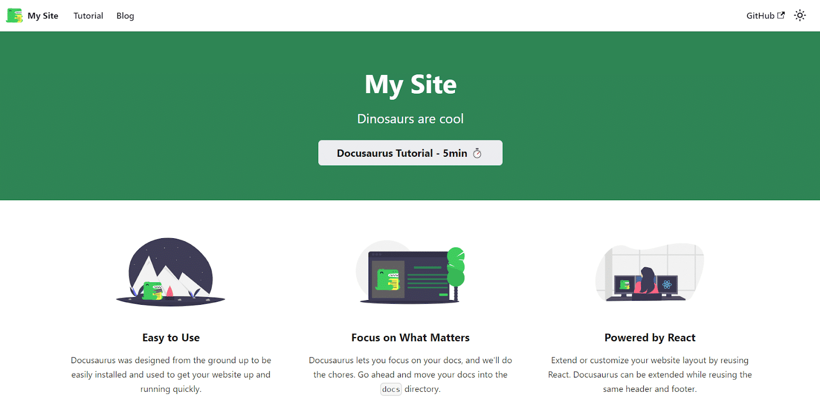 Exemplu de site web static Docusarus