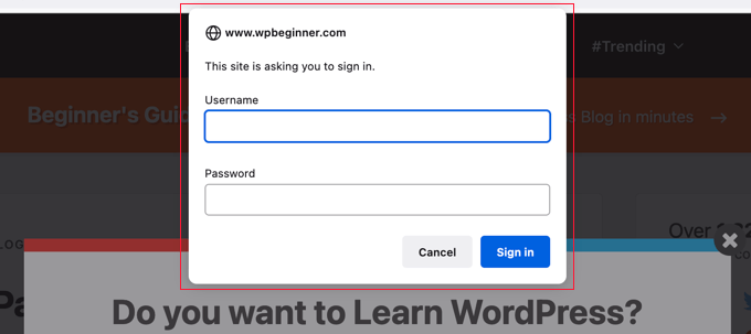 パスワード保護 WordPress 管理者の例 Password protect WordPress admin example