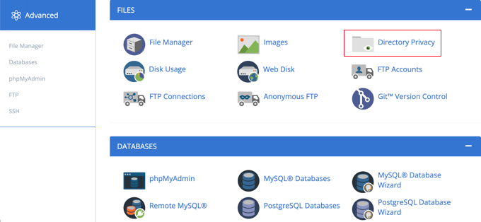 ディレクトリのプライバシーをクリックします Click Directory Privacy