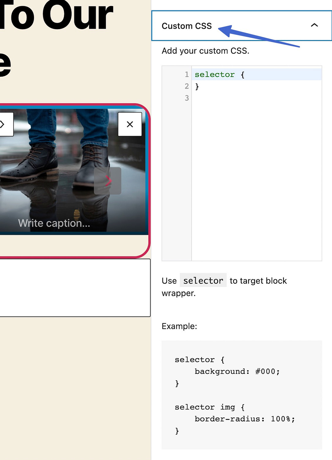 Usando CSS personalizado para adicionar um controle deslizante no WordPress