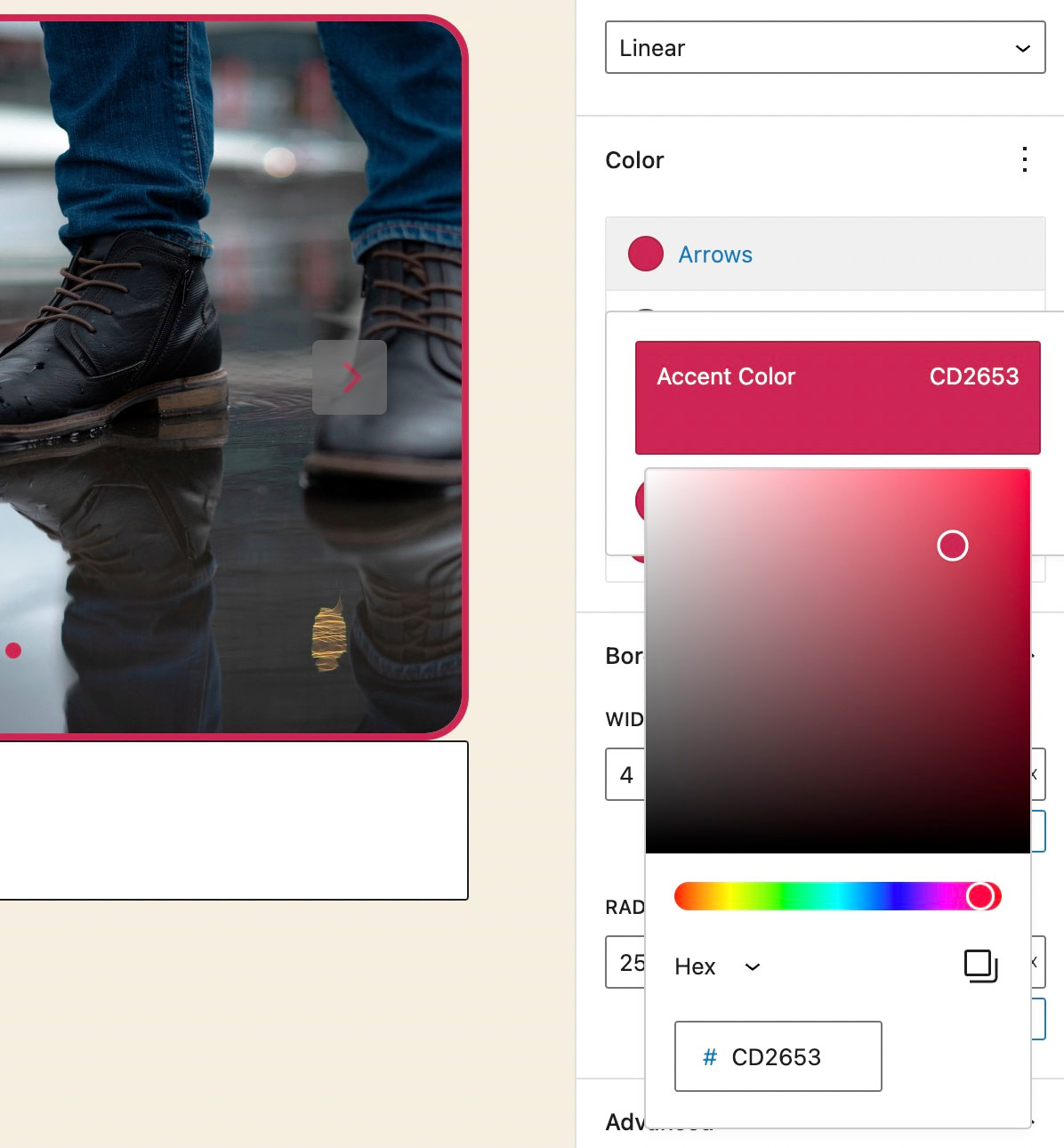 Impostare un colore per uno slider in WordPress