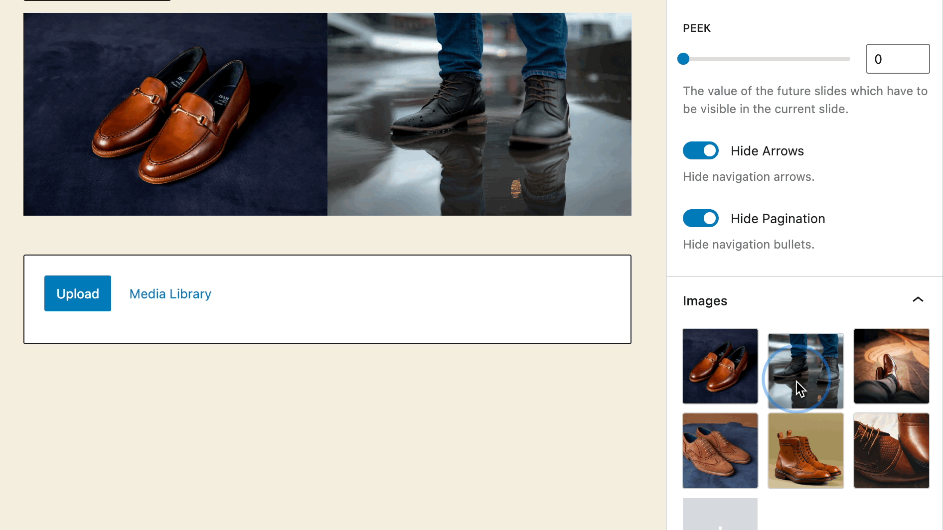 Disporre le immagini per uno slider in WordPress