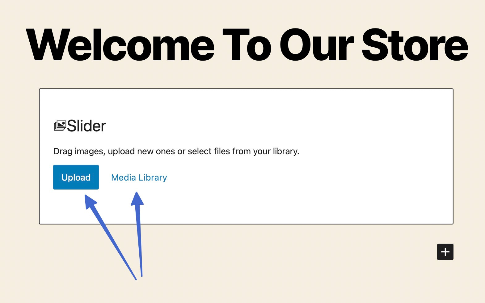 Hochladen oder Auswählen der Medienbibliothek für einen Slider in WordPress