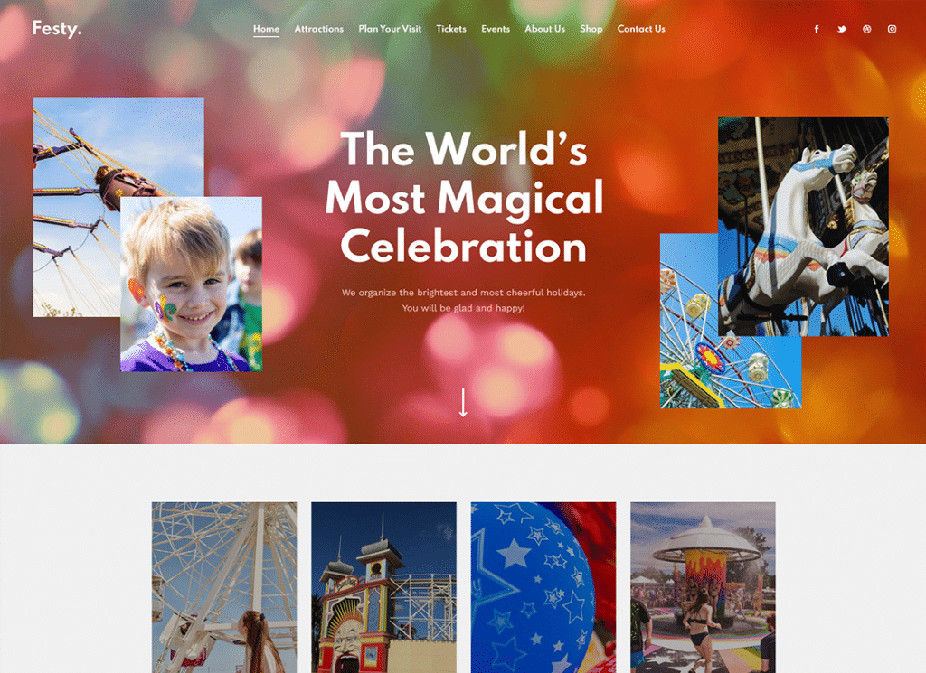 Festy - Thème WordPress pour parcs d'attractions, cirques et festivals