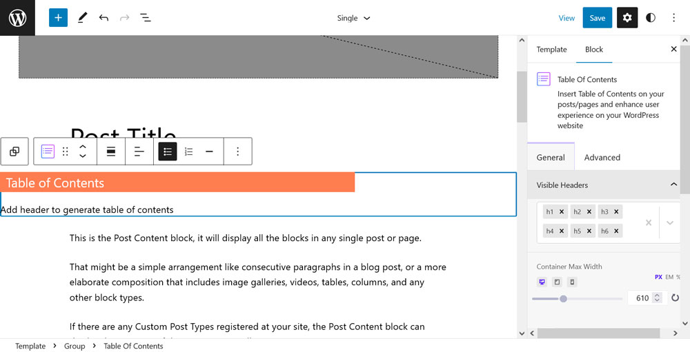 недавно установленный блок можно использовать в редакторе сайтов WordPress