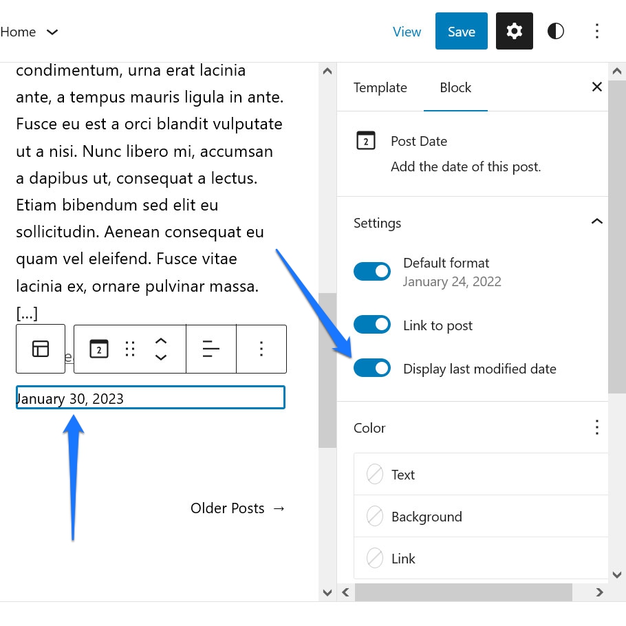 date de dernière modification activée