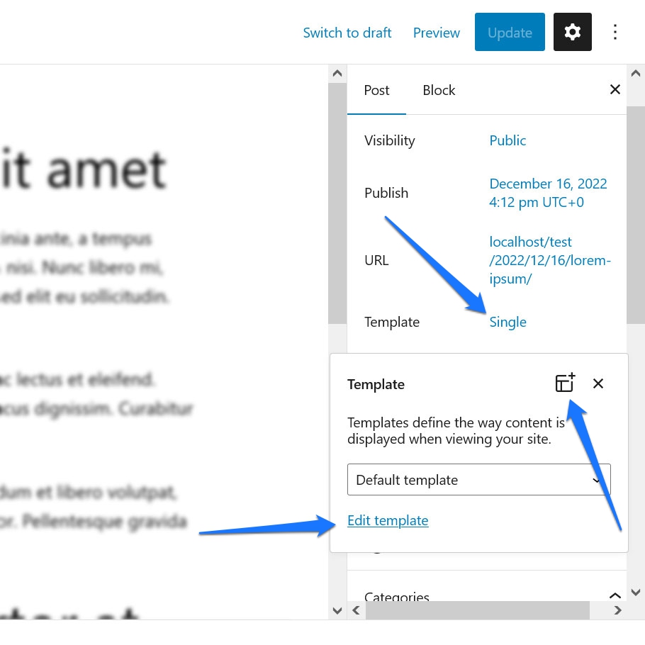 editar criar novo modelo de postagem