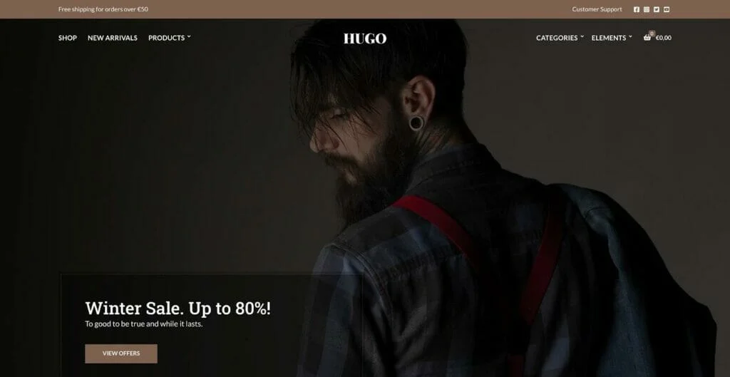 hugo - أفضل ثيم woocommerce بسيط