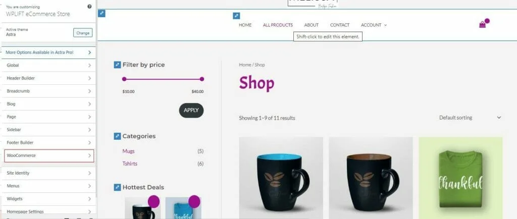 sesuaikan opsi woocommerce Anda dalam tema