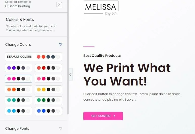 wählen Sie Farben und Schriftarten aus - passen Sie ein Woocommerce-Design an