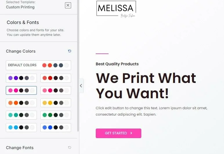 pilih warna dan font - sesuaikan tema woocommerce