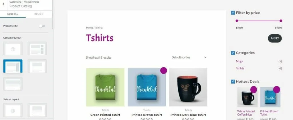 personalizar el catálogo de productos del tema de woocommerce