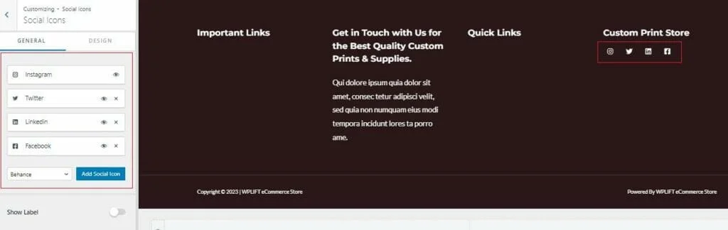 自定義您的頁腳 - 自定義 woocommerce 主題第 4 步