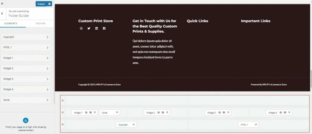 自定義您的頁腳 - 自定義 woocommerce 主題第 2 步