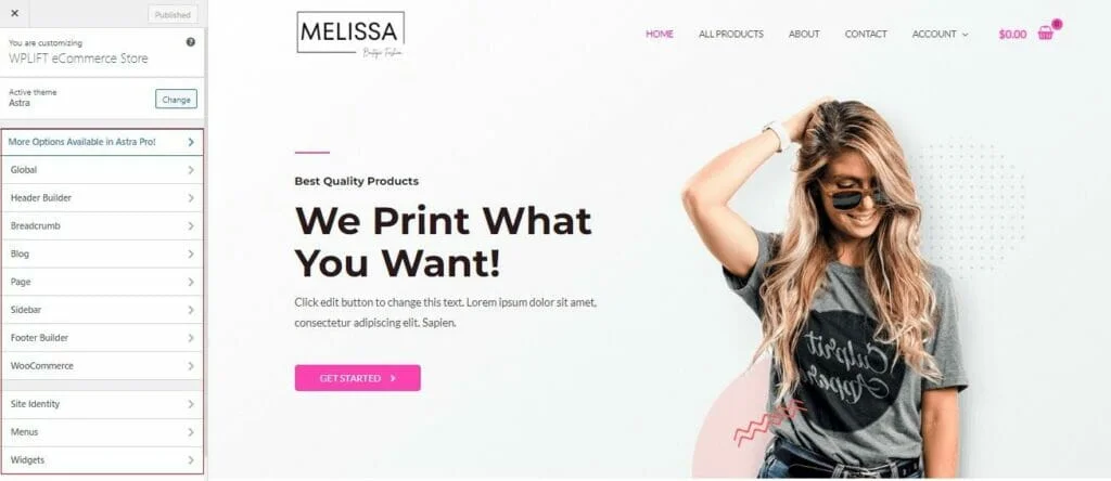 usa il customizer per mettere a punto l'anteprima del tuo tema wordpress per woocommerce