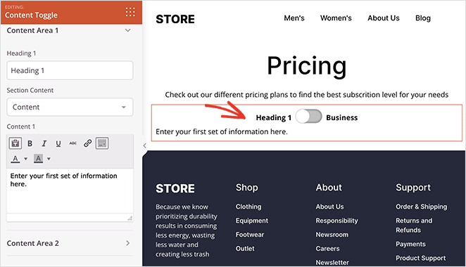 contenttogglesettings SeedProd Content Toggle block settings