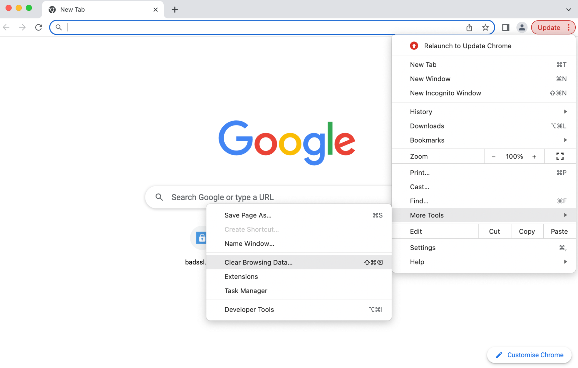 vider le cache du navigateur dans Google Chrome