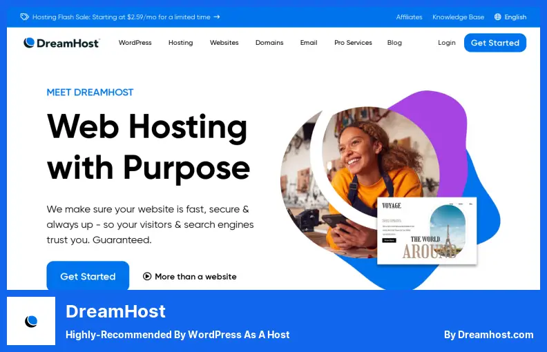 DreamHost - Altamente recomendado por WordPress como anfitrión